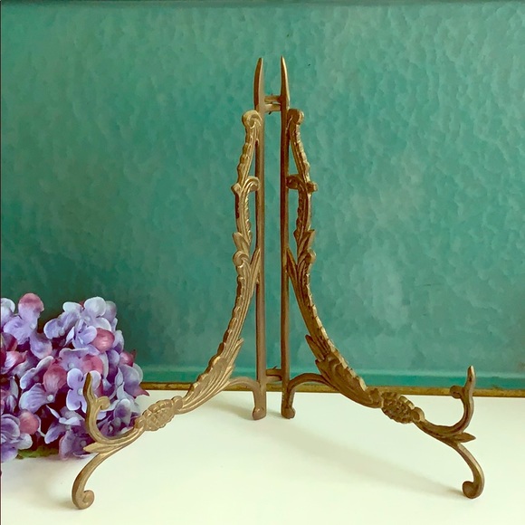 Vintage Solid Brass Easel Book Photo Holder